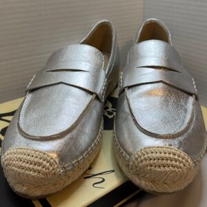 Sam Edelman Kai espadrille loafers in soft silver leather Sz 10